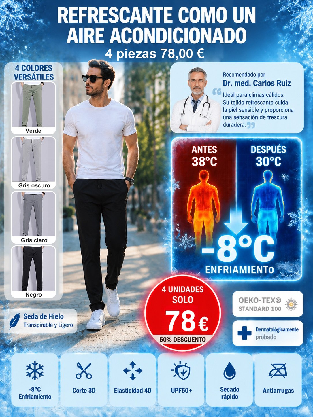 【Limitado 100 piezas】Pantalón largo de hielo transpirable y delgado con protección solar