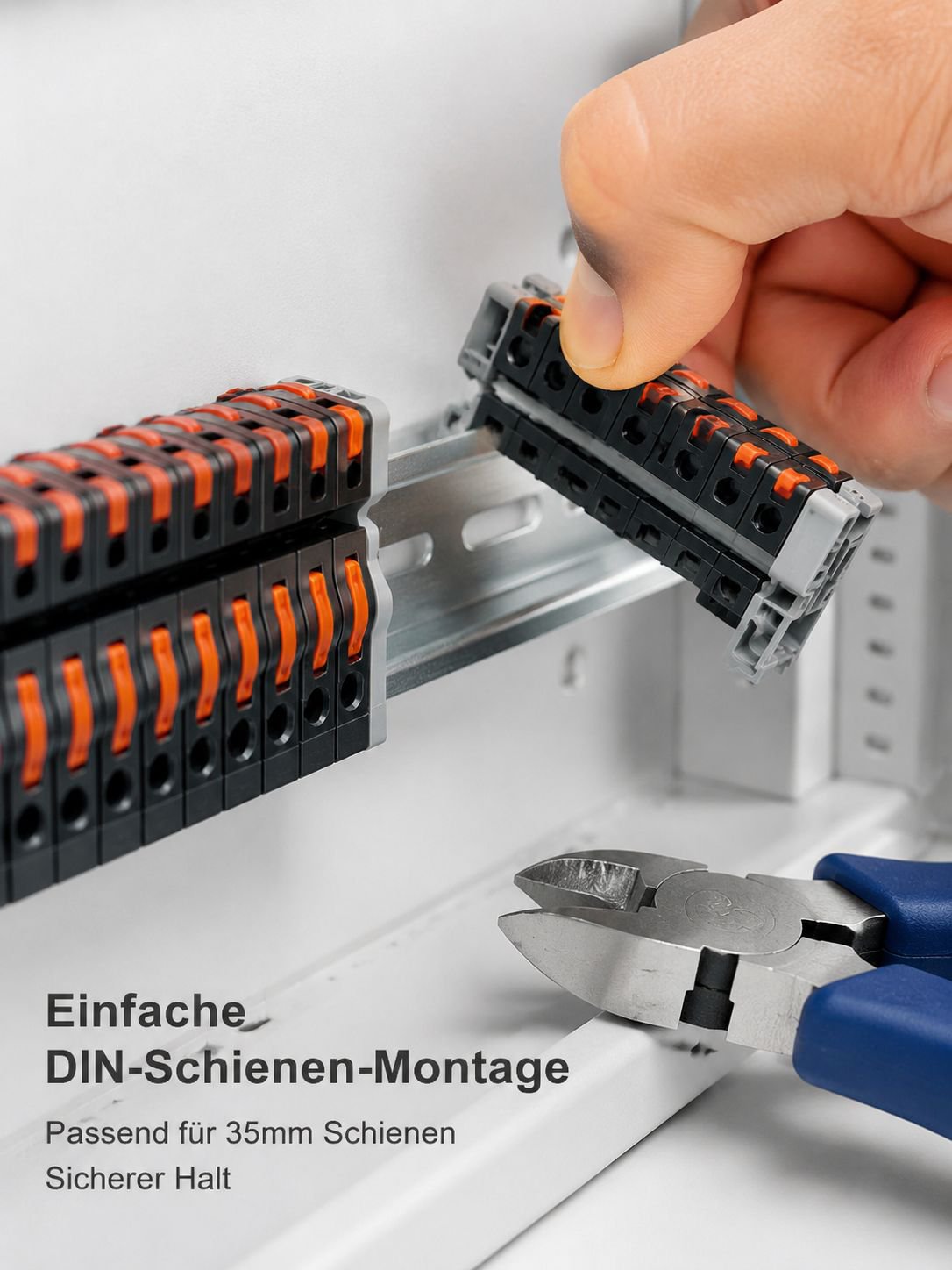 Hochwertiger Anschlussblock mit Hutschienenbefestigung