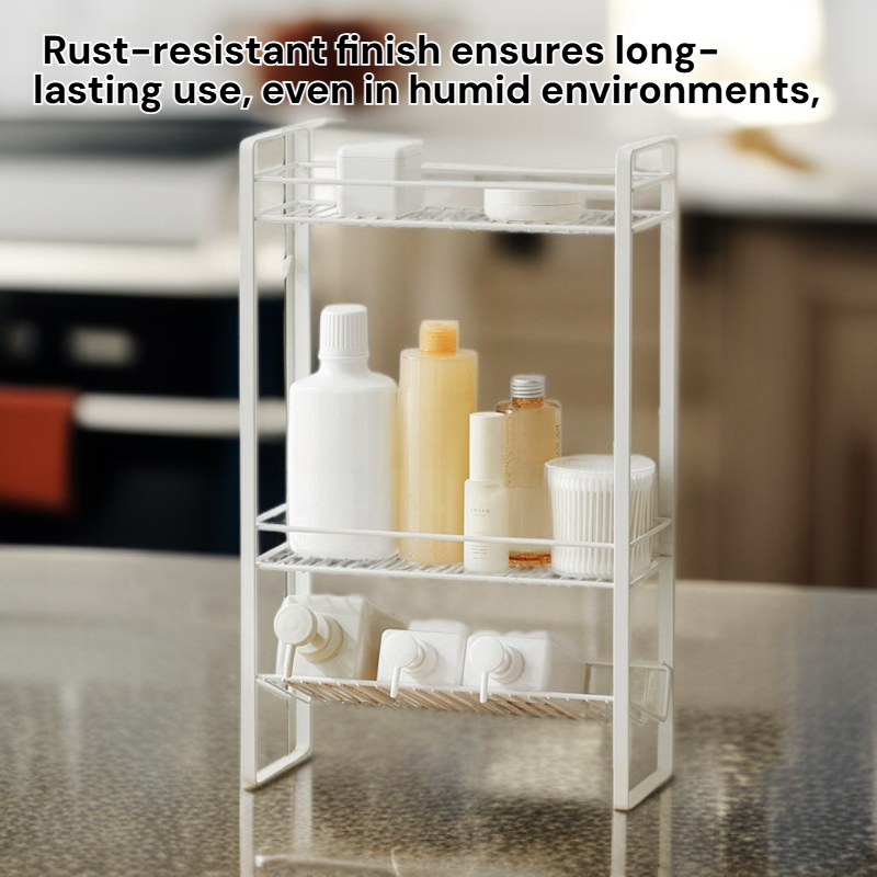 Metal 3-Tier Bathroom Storage Shelf Cleaning Supplies Organizer