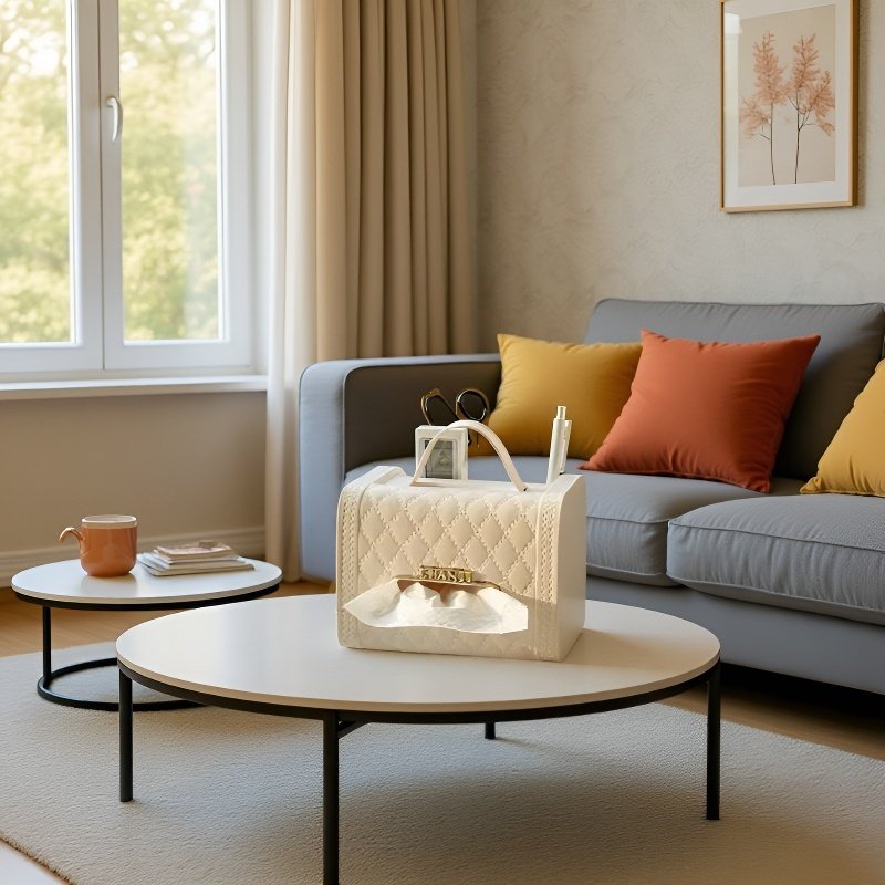 작은 샤넬 스타일 가방 모양 휴지함