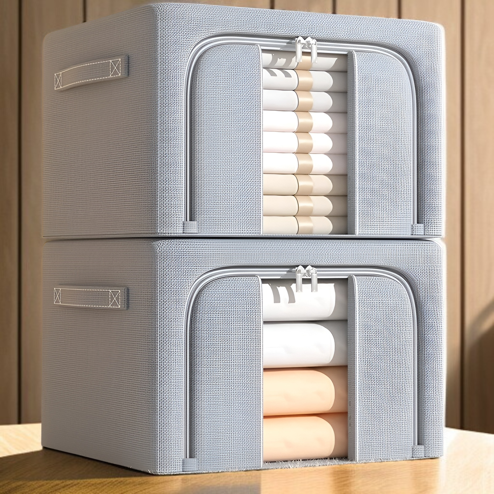 収納ボックス 家庭用ワードローブ 衣類収納ボックス オックスフォード布 衣類折りたたみ収納バッグ 大容量 キルト収納キャビネット