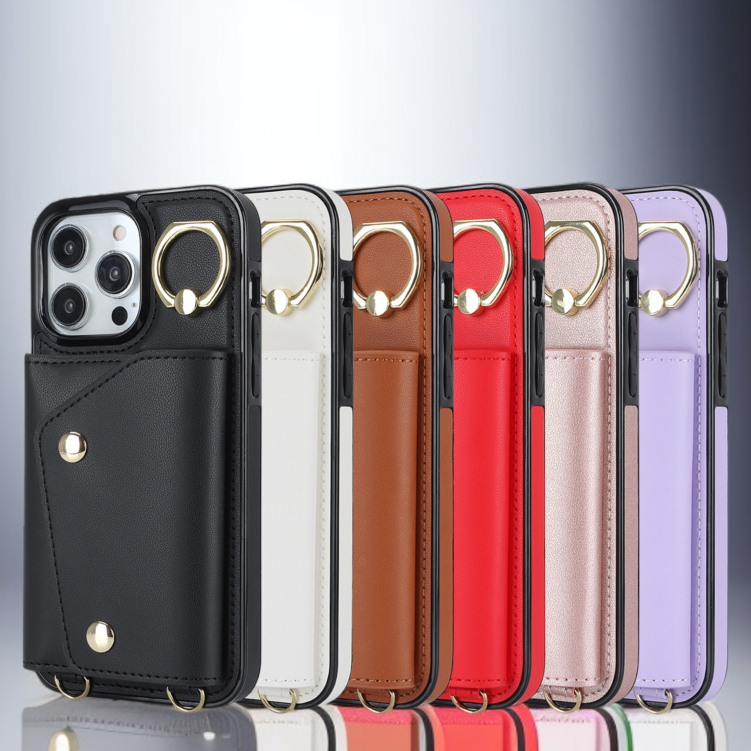 iPhone 16 크로스바디 케이스, Apple 15 Pro Max와 호환, 지퍼와 카드 슬롯이 있는 지갑형 보호 케이스.