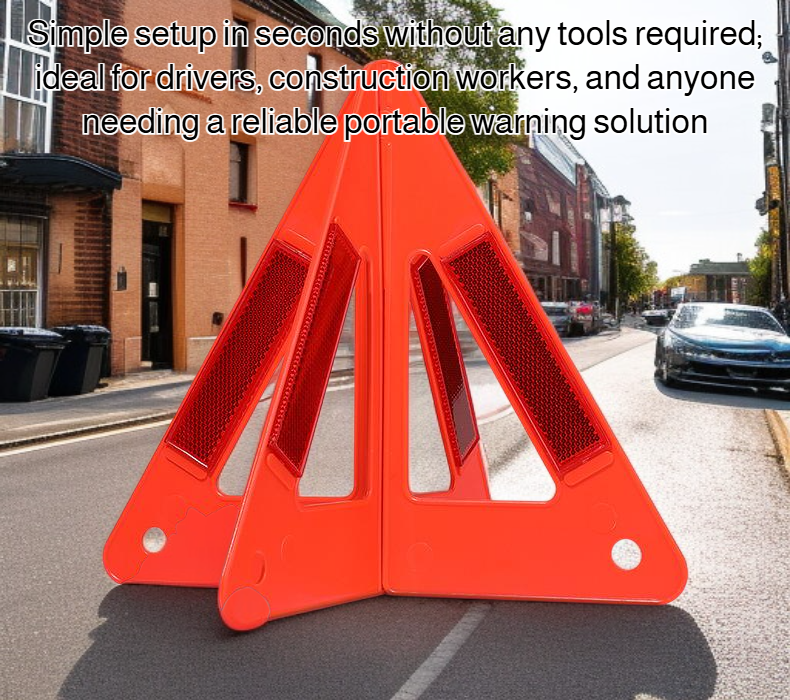 Portable tripod safety sign folded for storage