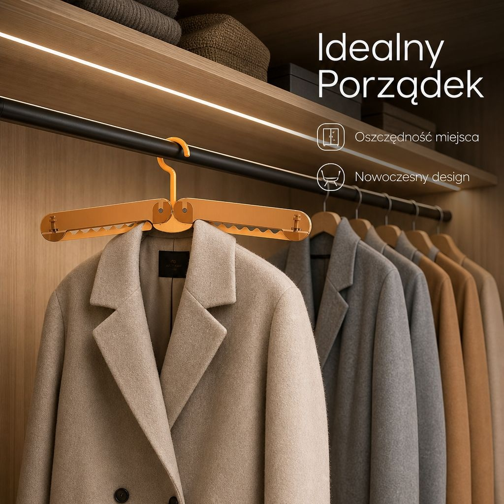Antypoślizgowy, wielofunkcyjny, składany wieszak na ubrania z 9 otworami
