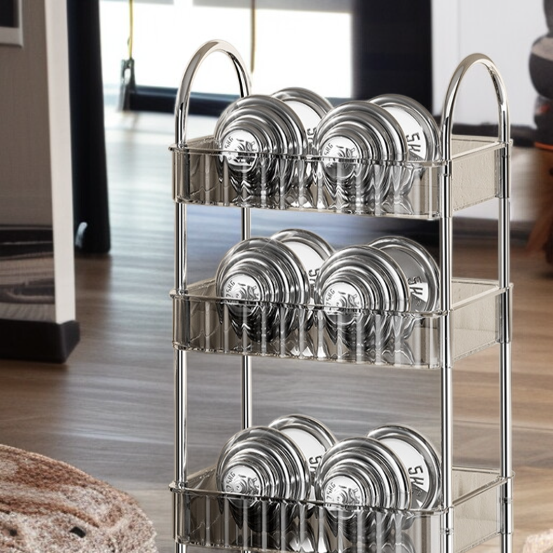 Kitchen Floor Trolley Removable Organizer Shelves Storage Rack