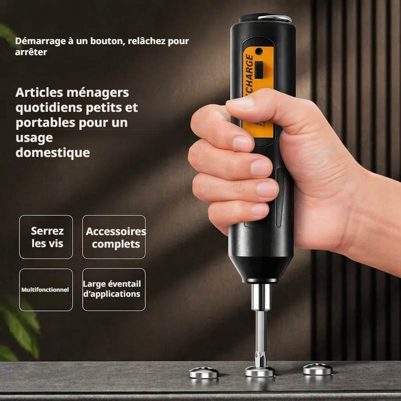 Tournevis électrique rechargeable au lithium, mini perceuse-visseuse à percussion domestique
