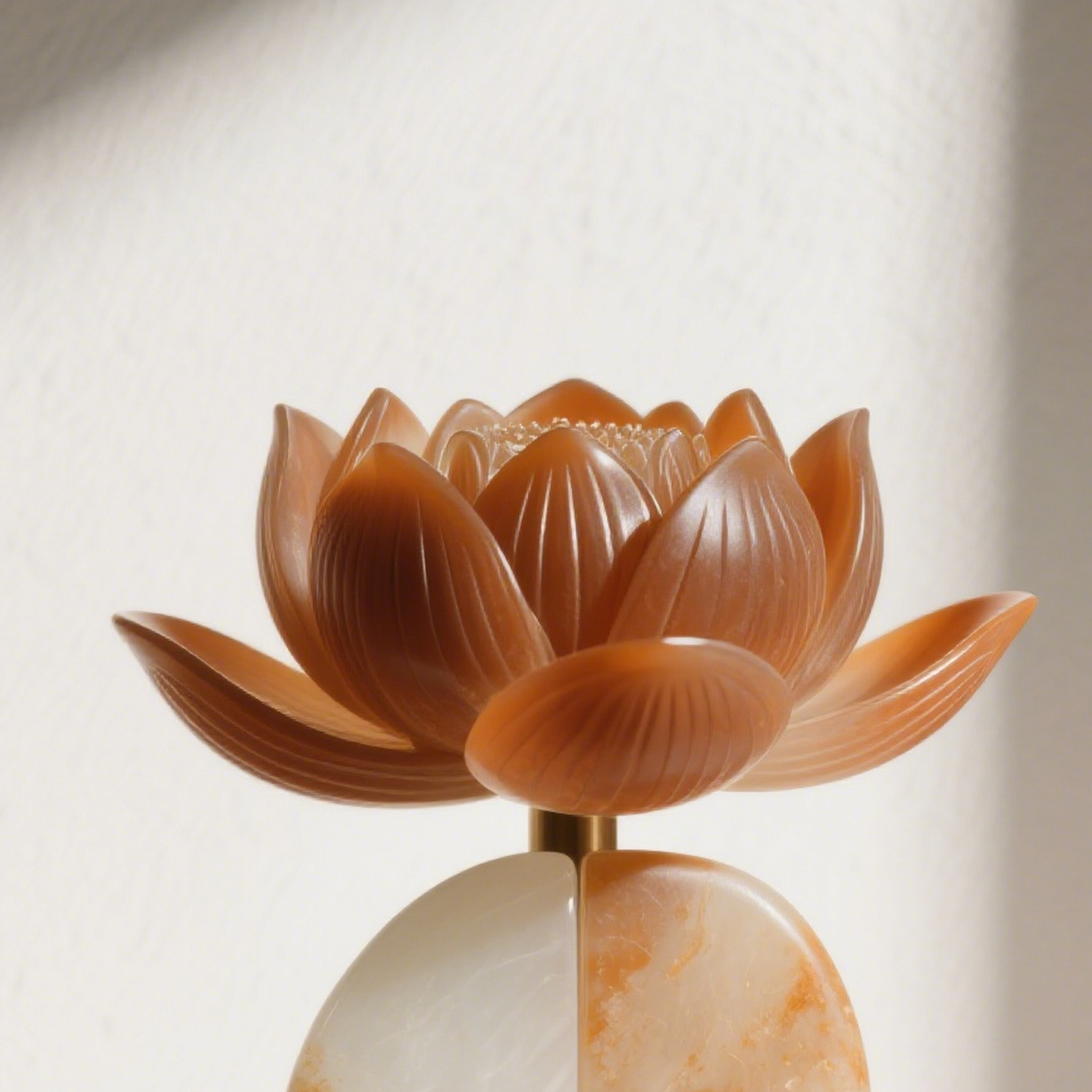 หินหยกแท้แกะสลักลายดอกบัวสำหรับตกแต่งบ้าน