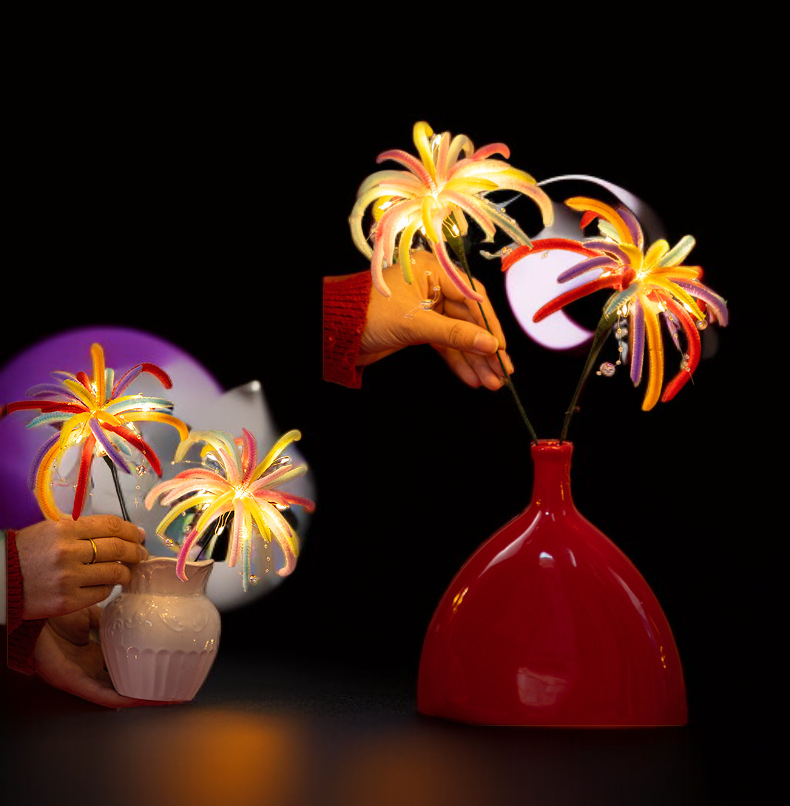 煙火扭扭棒夜間閃亮特寫