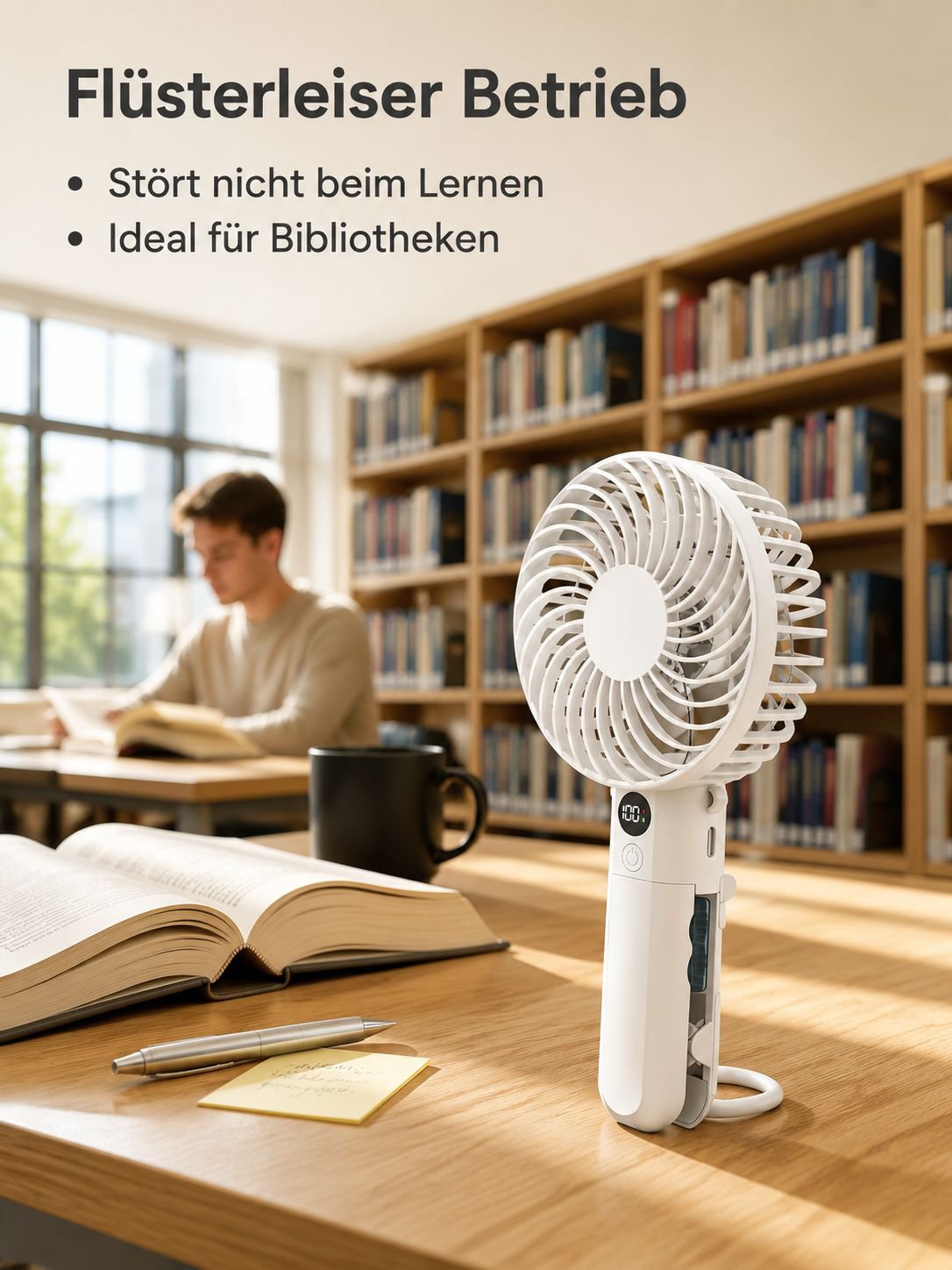 Leiser Handventilator mit starker Luftzirkulation