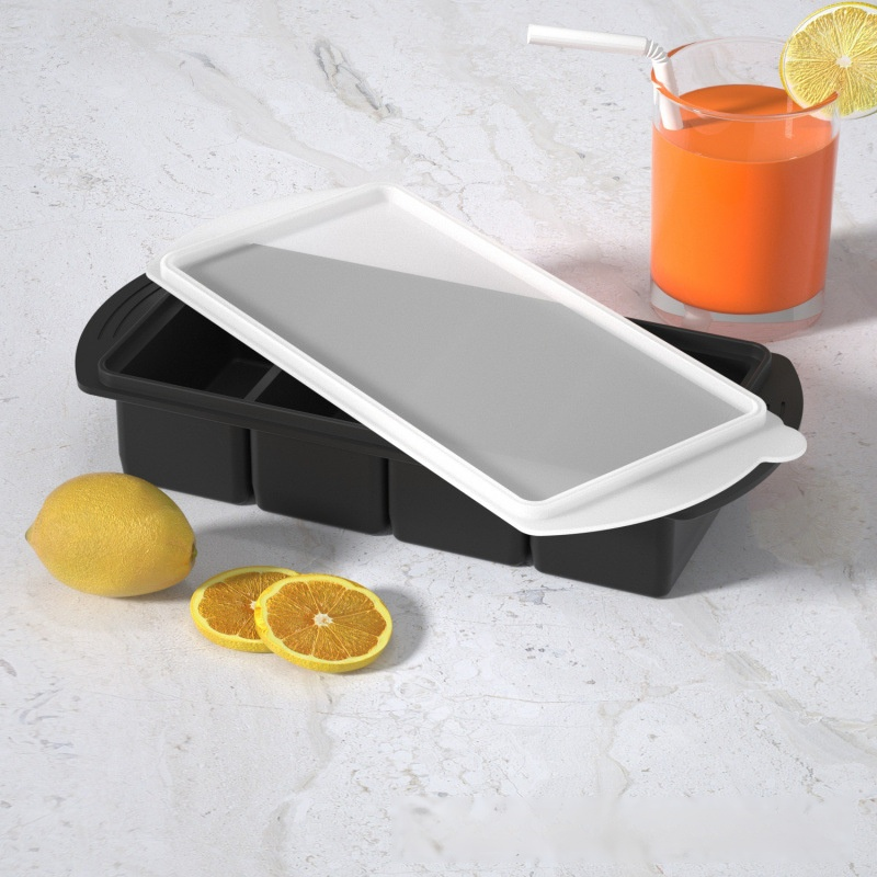 Household 4-Grid Ice Cube Tray with Lid