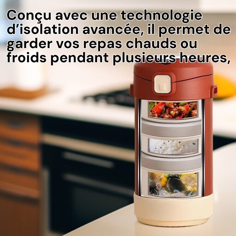 Boîte à lunch isotherme portable en acier inoxydable 304, idéale pour étudiants et travailleurs