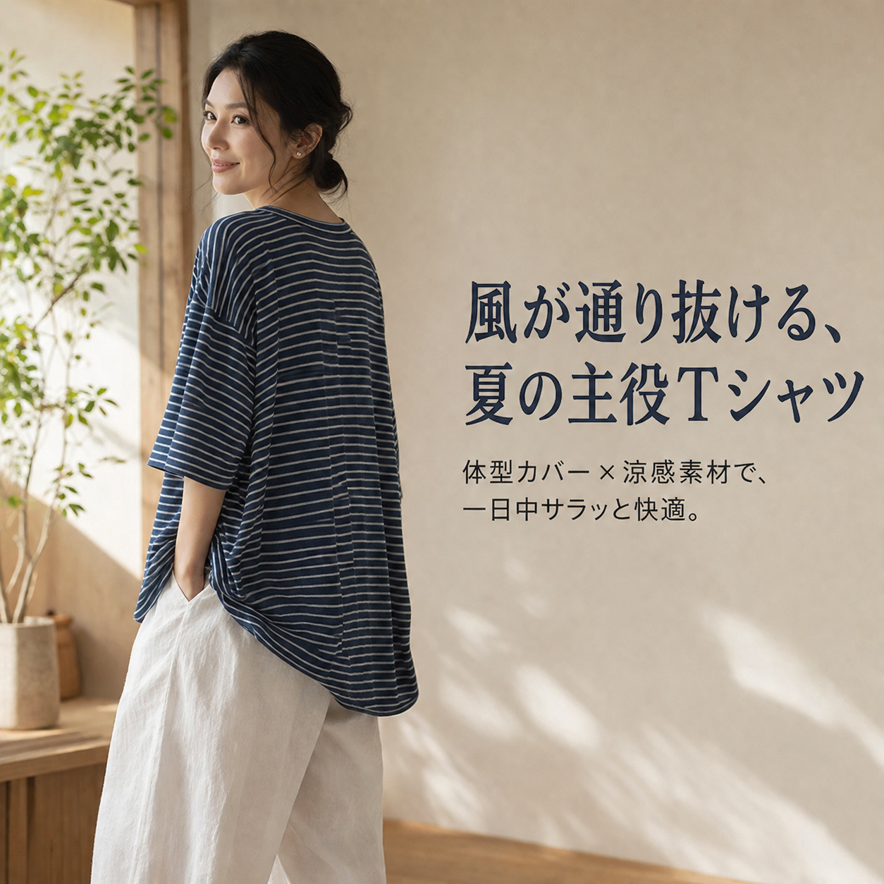 細見え通気性 日本風半袖Tシャツ