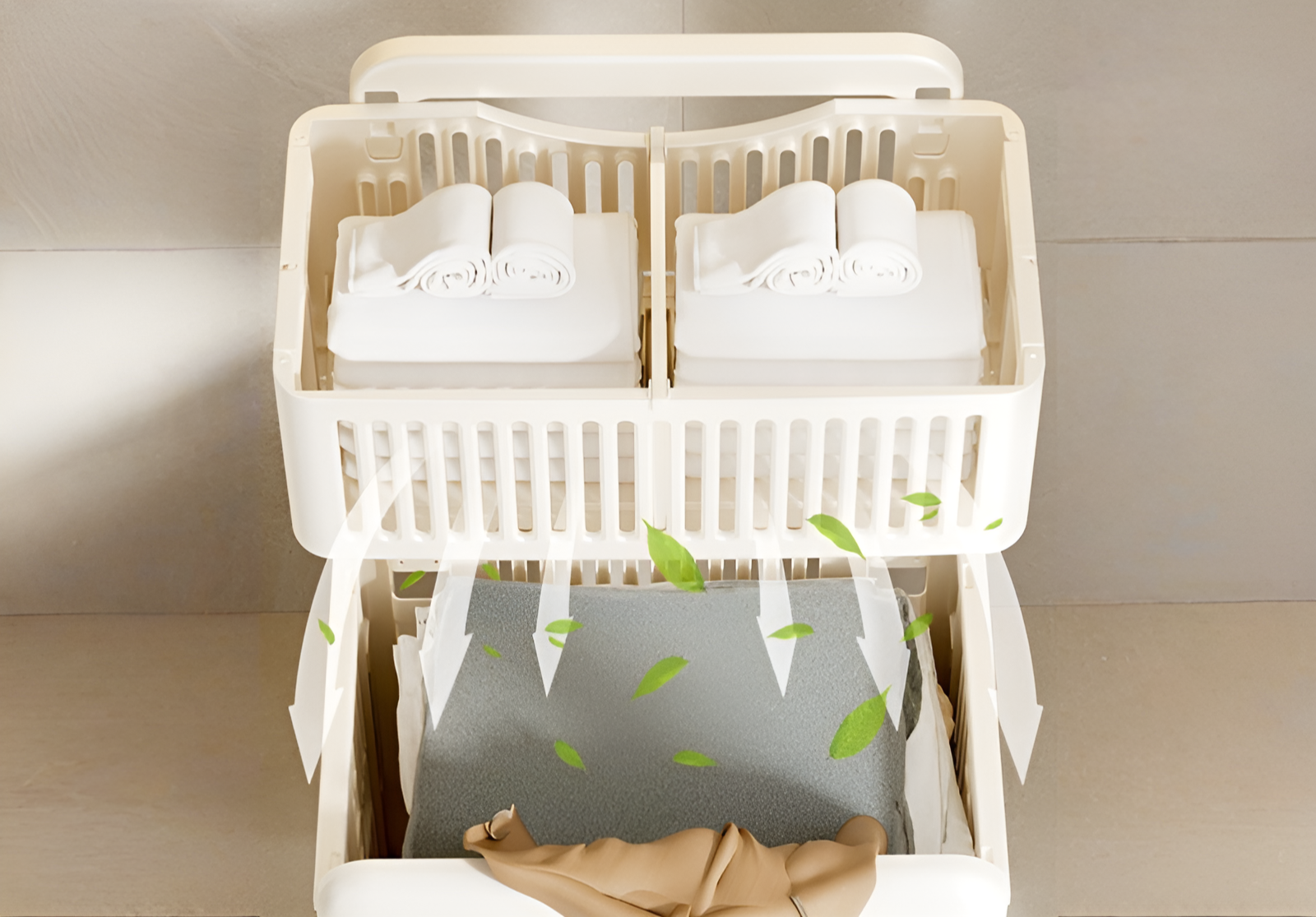 손잡이 달린 휴대용 세탁 바구니