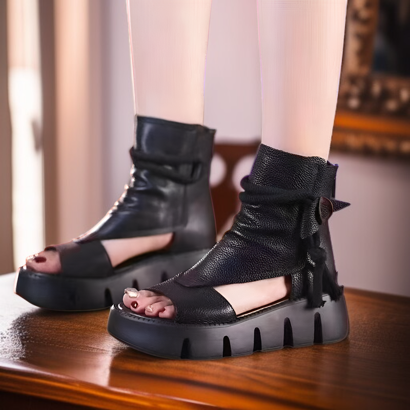Summer Women's High-Cut Platform Roman Sandals, Stylish Wedge Open-Toe Design