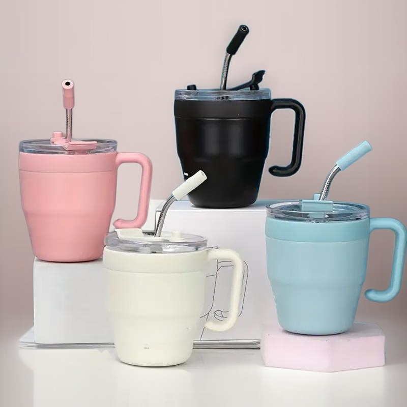 홈 핸들 오피스 물컵 빨대컵