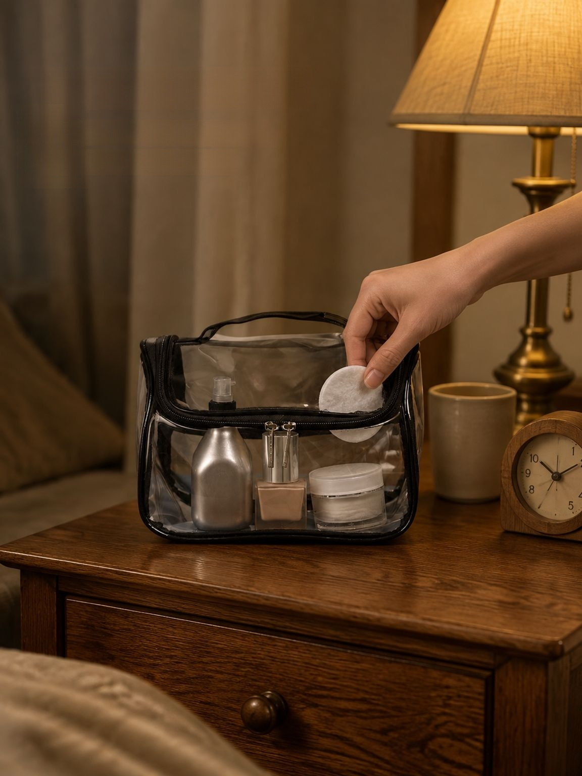 Compact toiletry pouch for suitcases, backpacks, and carry-ons