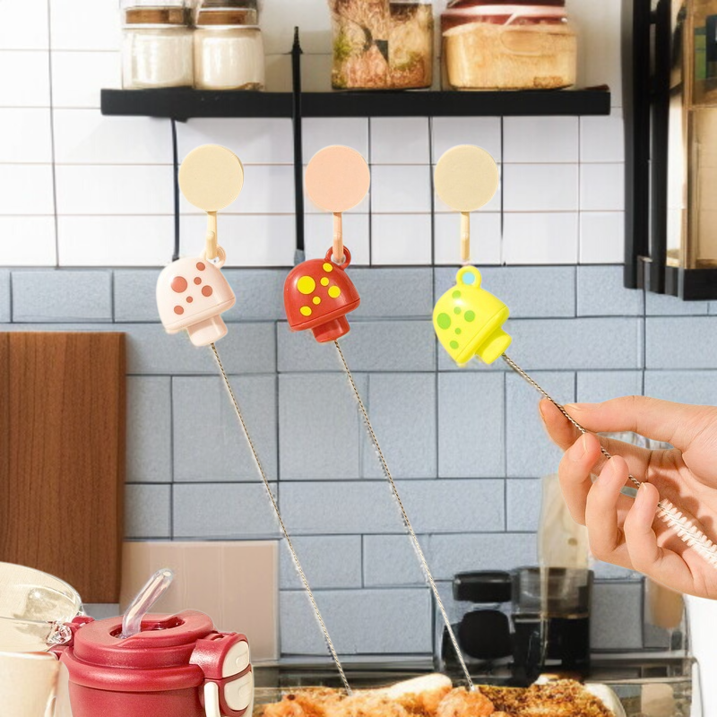 Heart Mug Cleaning Brush Dual Purpose Cup Brush Bottle Brush Small Mushroom Baby Kitchen Straw Brush