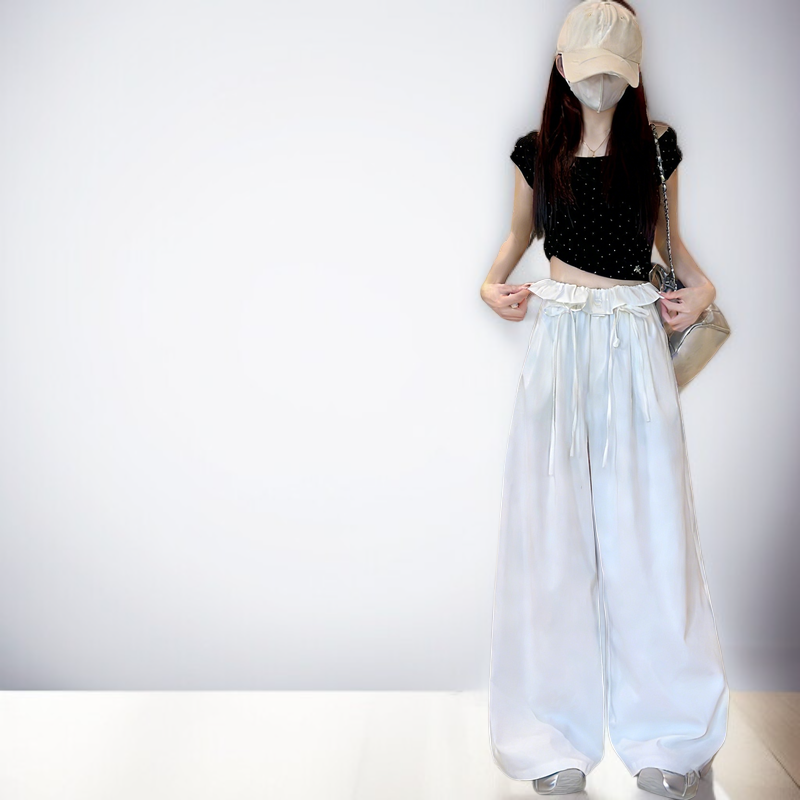 スイート＆クールカジュアル ワイドパンツ フェイクヒップカバー 2種類の丈 サイドポケット 万能コーデ