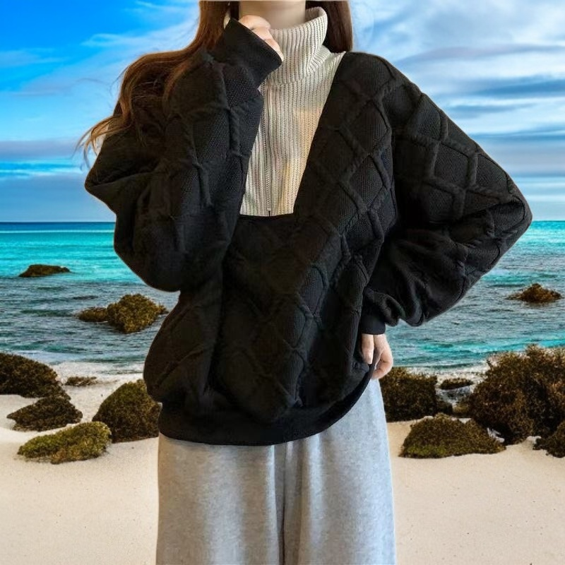 3Dダイヤモンドチェックスウェットシャツ