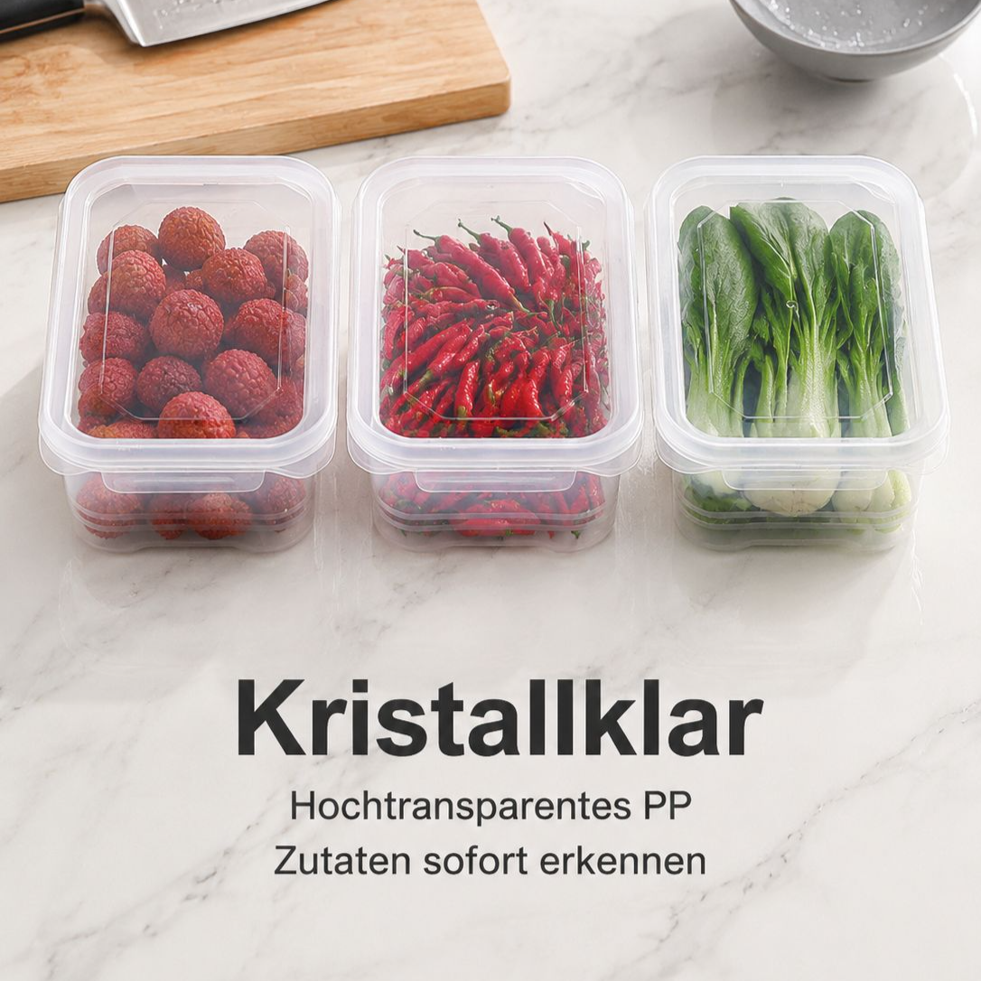 Lebensmittelechte PP Frischhaltebox, Aufbewahrungsbox für Kühlschrank und Küche