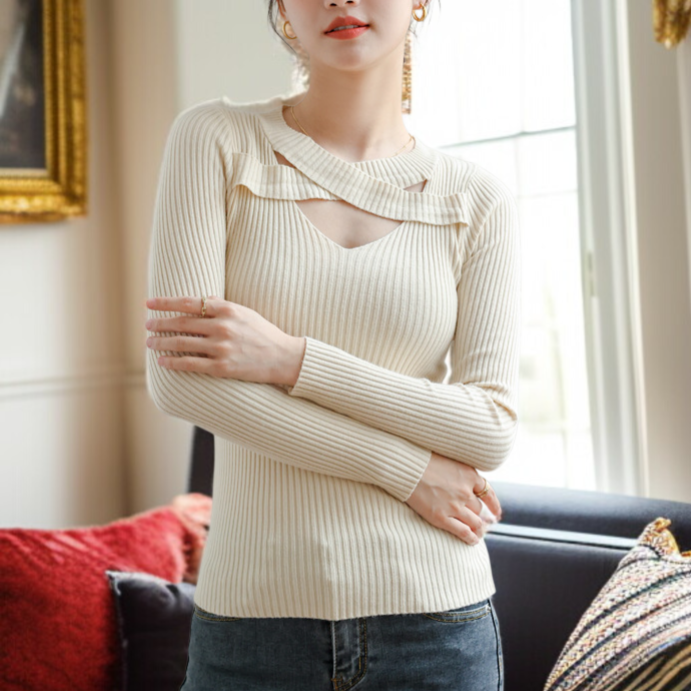 여성 디자인감 레깅스 스웨터 여 펀칭 니트 이너 탑 레깅스