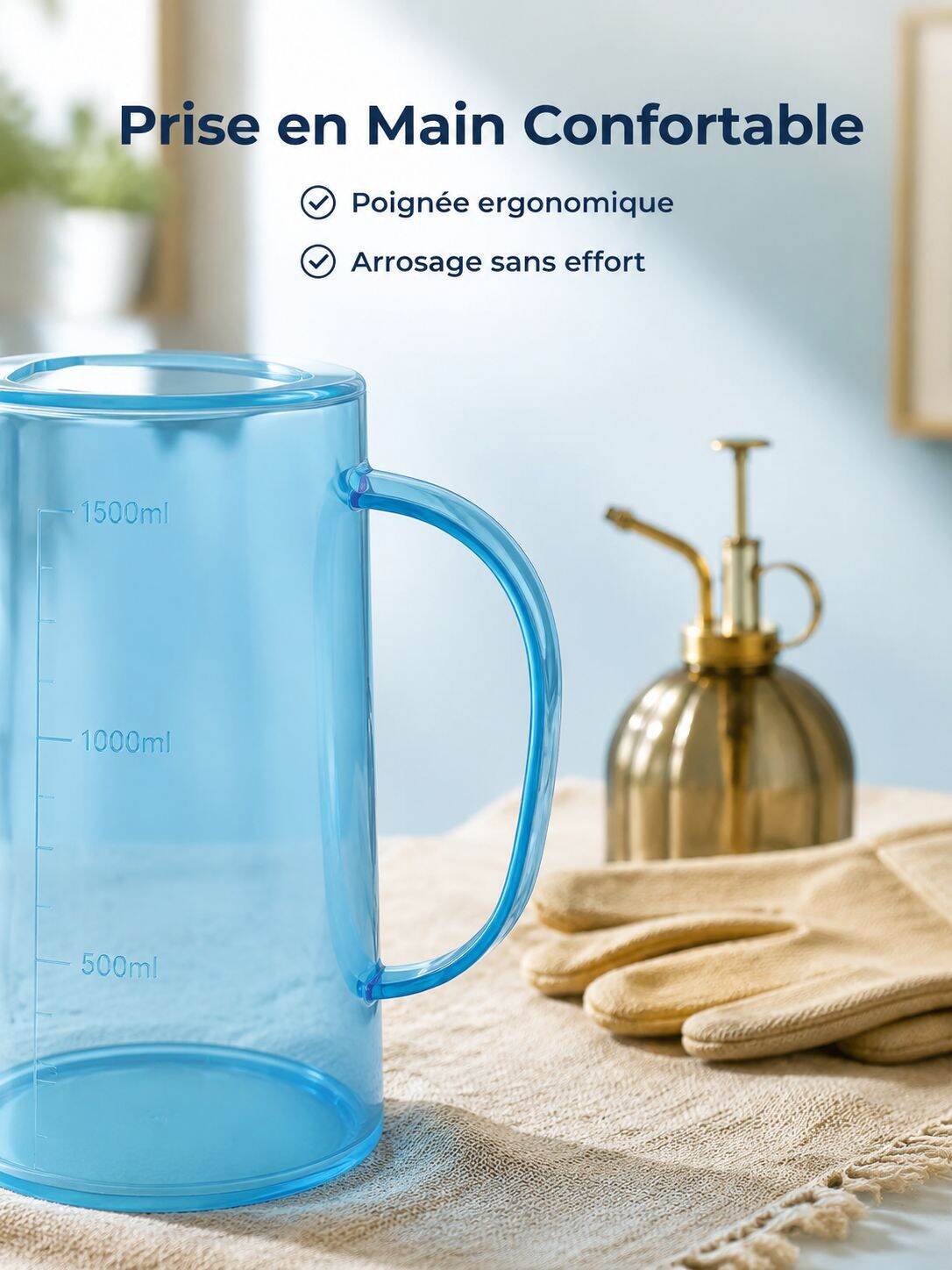 Arrosoir transparent gradué en acier inoxydable, outil pour plantes en pot