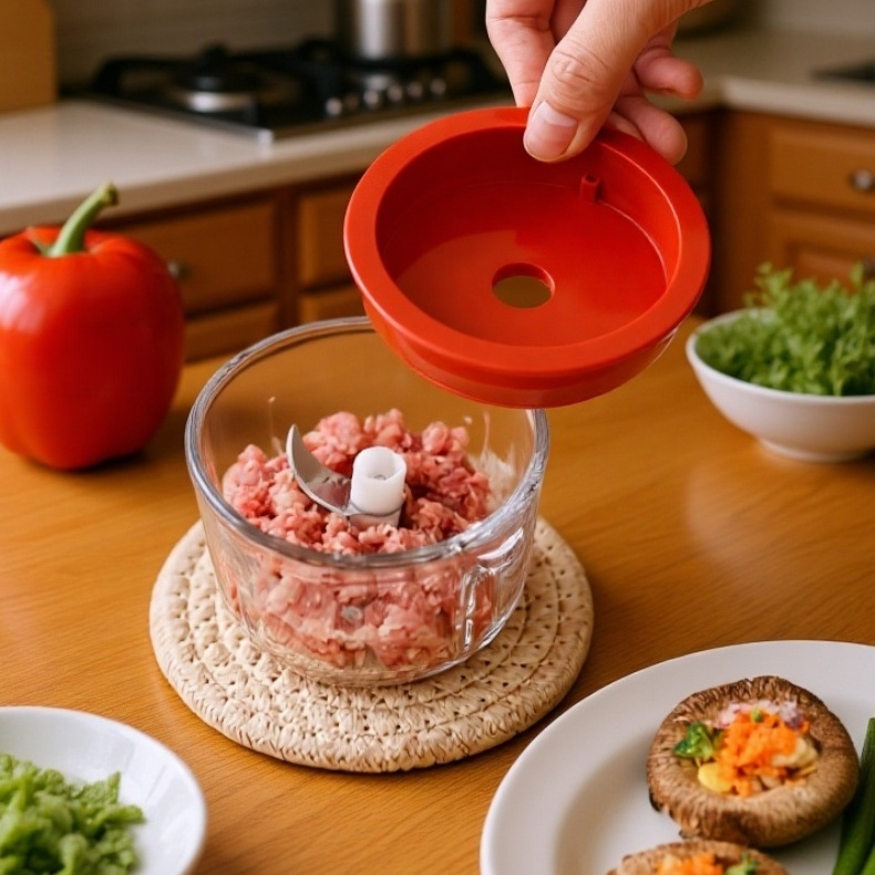 معالج طعام كهربائي لاسلكي مع مكبس الثوم