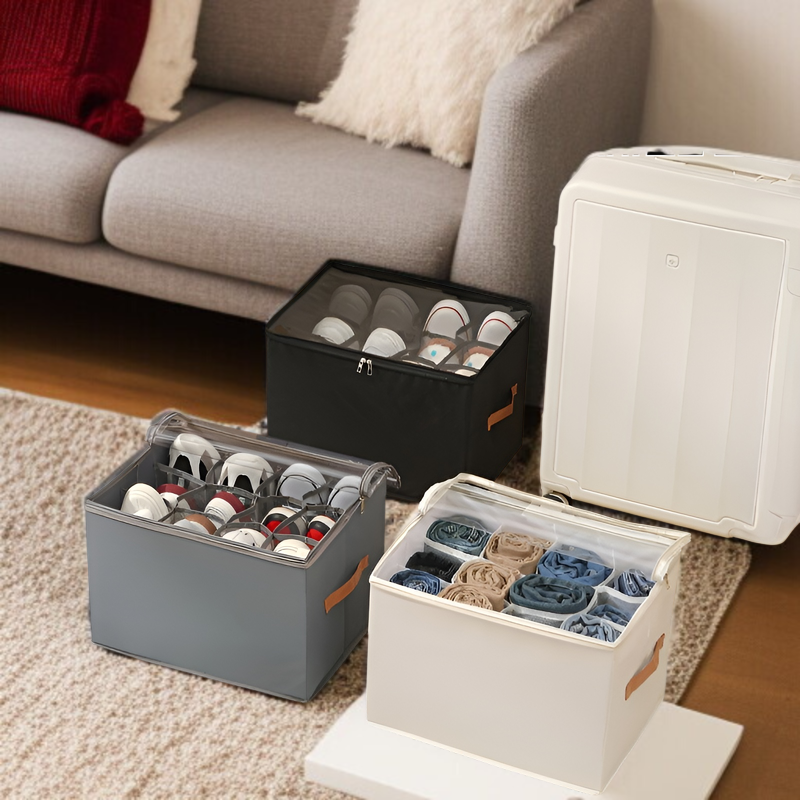 뚜껑 달린 비주얼 신발 케이스 다용도 체크 의류 수납 케이스 접이식 뚜껑 달린 비주얼 신발 케이스 신발 수납 케이스