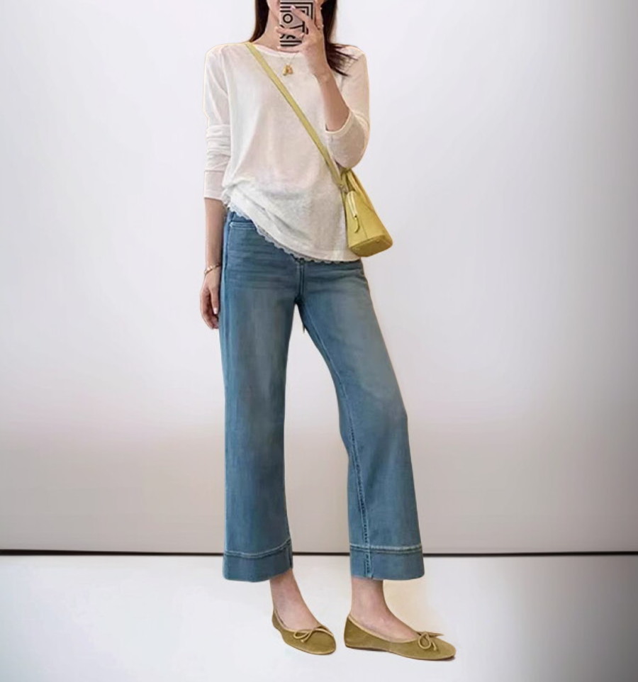 オフィスにも使えるシンプルワイドパンツ