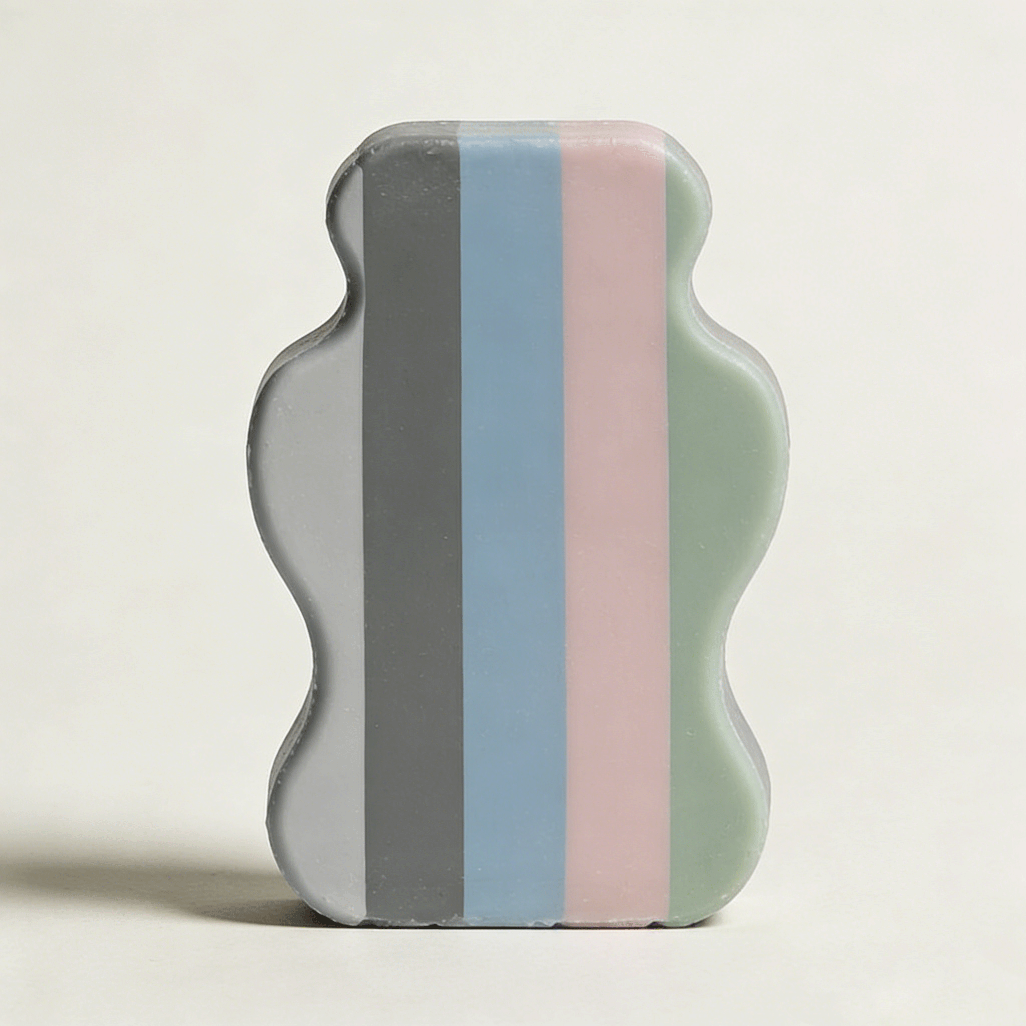 Close-up of handmade striped shape soap bar