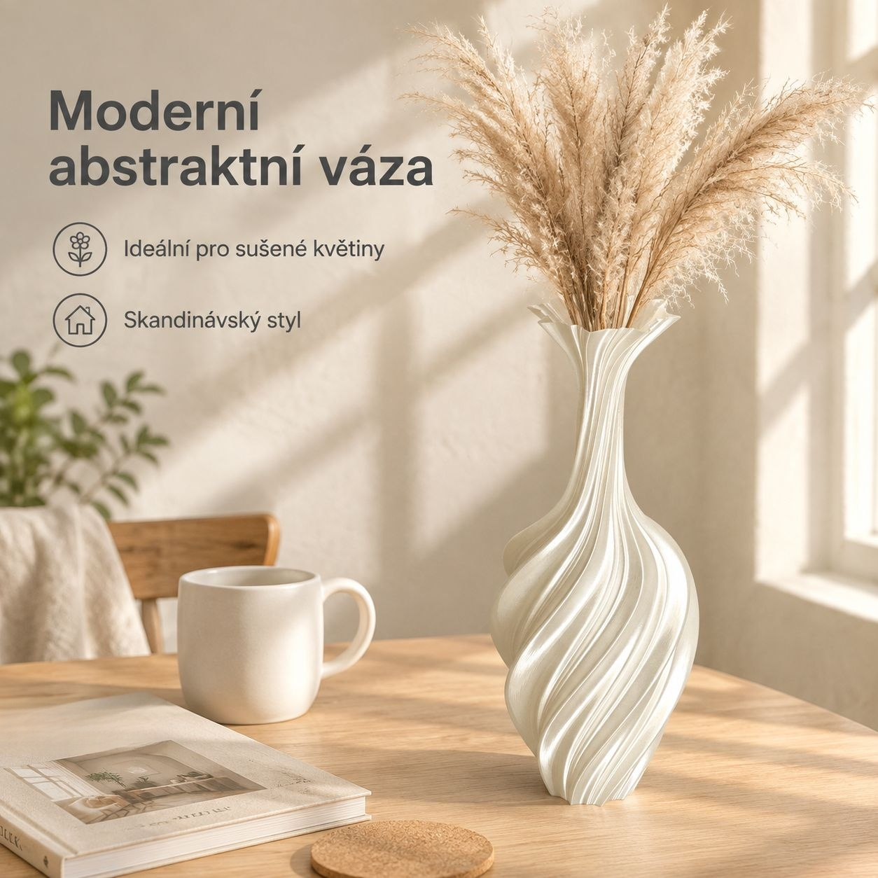Severská váza s abstraktním uměním, 3D tisk dekorace