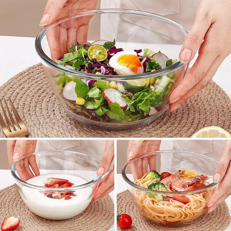 Vajilla de tazón de vidrio, tazón asado, olla de ensalada