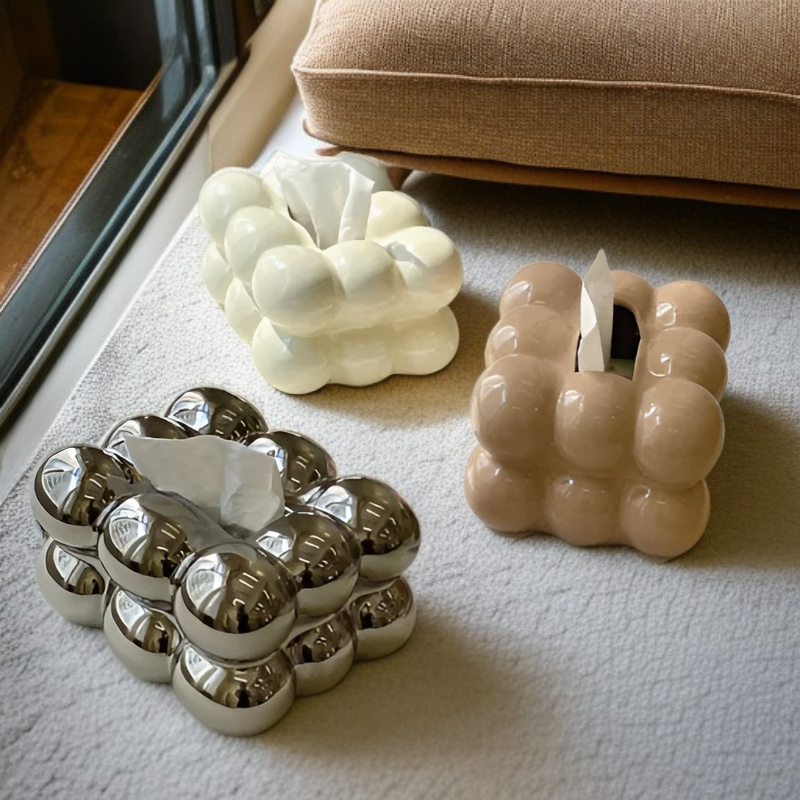 グランデローザ マシュマロ ティッシュケース 陶器セット