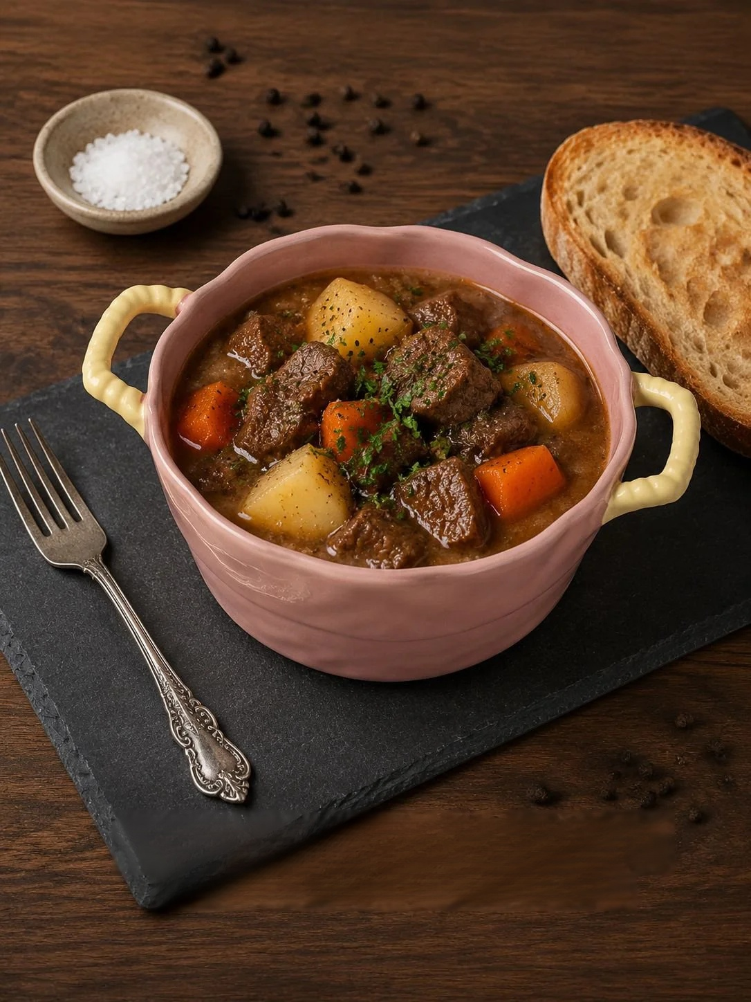 Double-handle ceramic bowl for serving hot soup