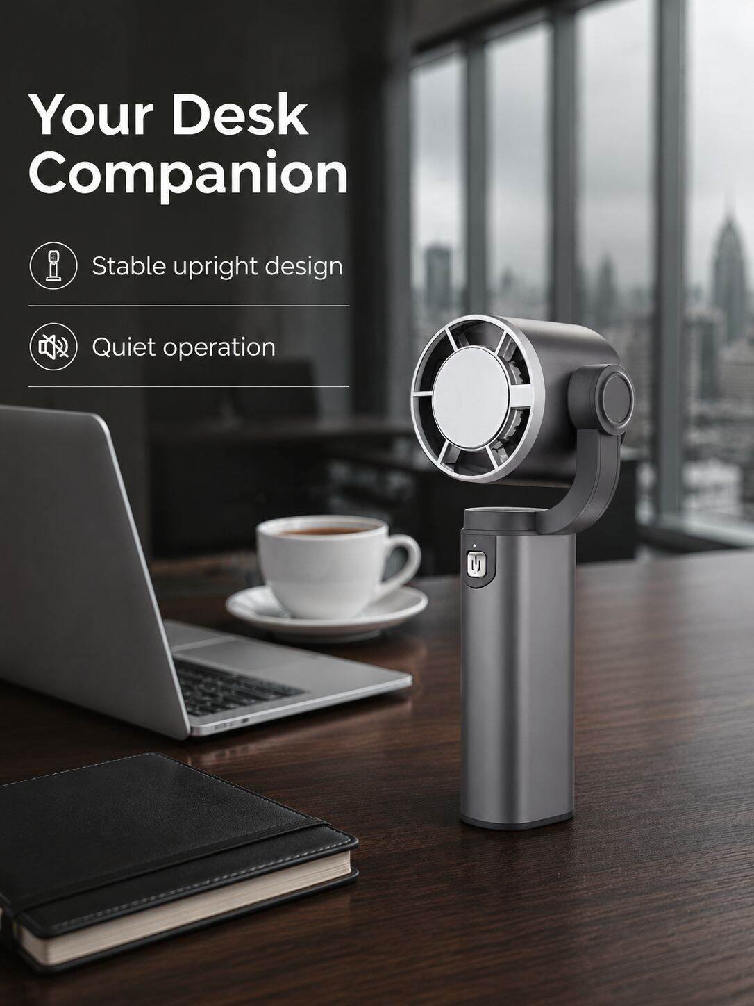 Portable Handheld Fan with Cooling Chip, Wearable Neck Fan & Desktop Stand, Mini Personal Fan