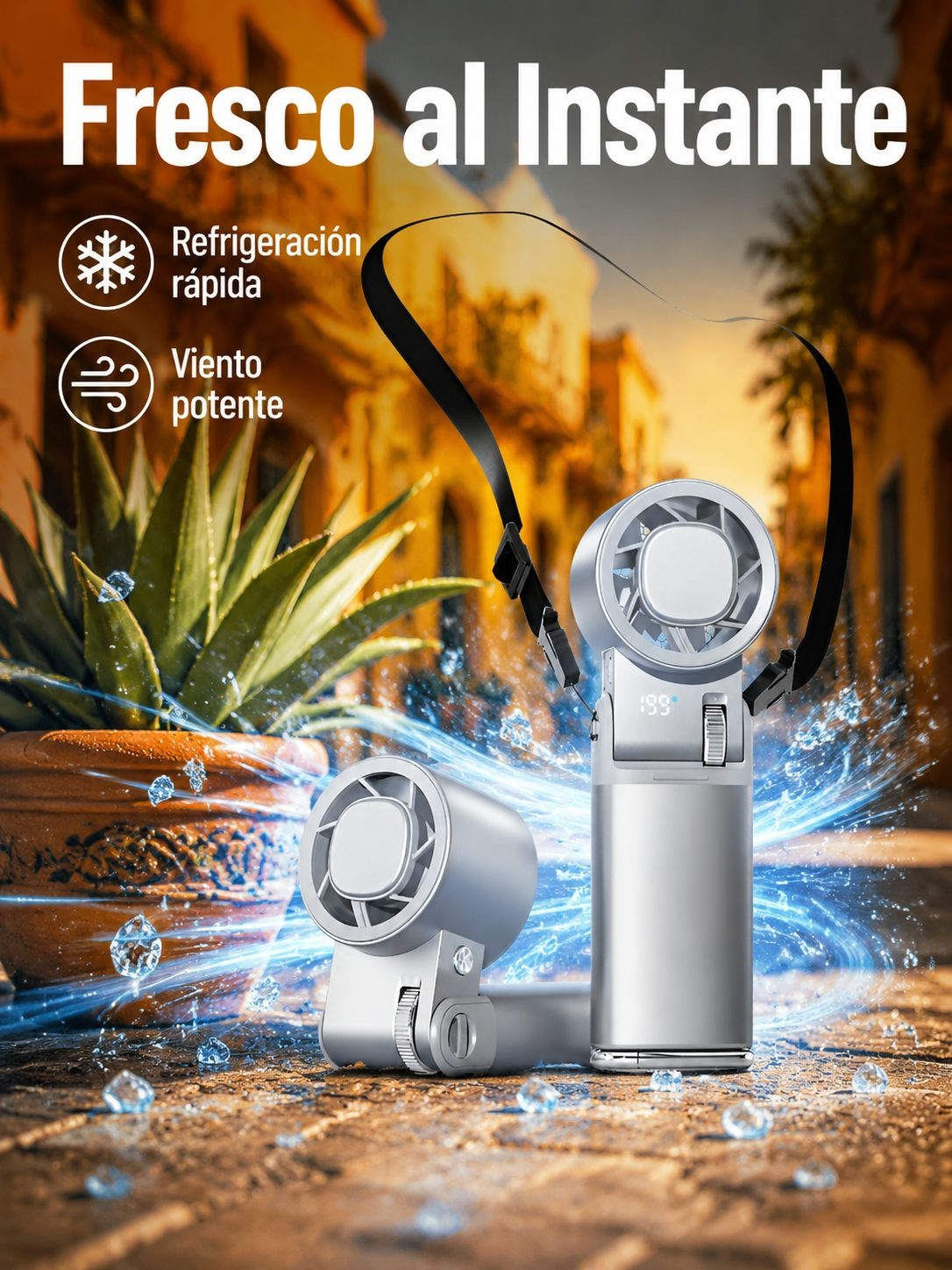 Ventilador portátil mini aire acondicionado plegable para colgar en el cuello súper potente
