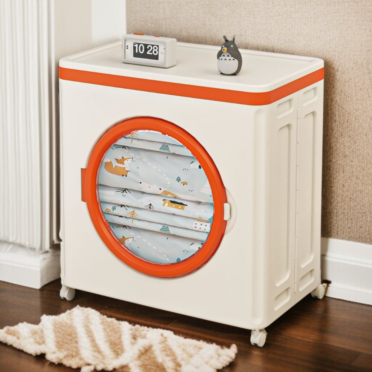 가정용 접이식 수납함 도르래 대용량 의류 수납 정리함 이불 플랩 가능