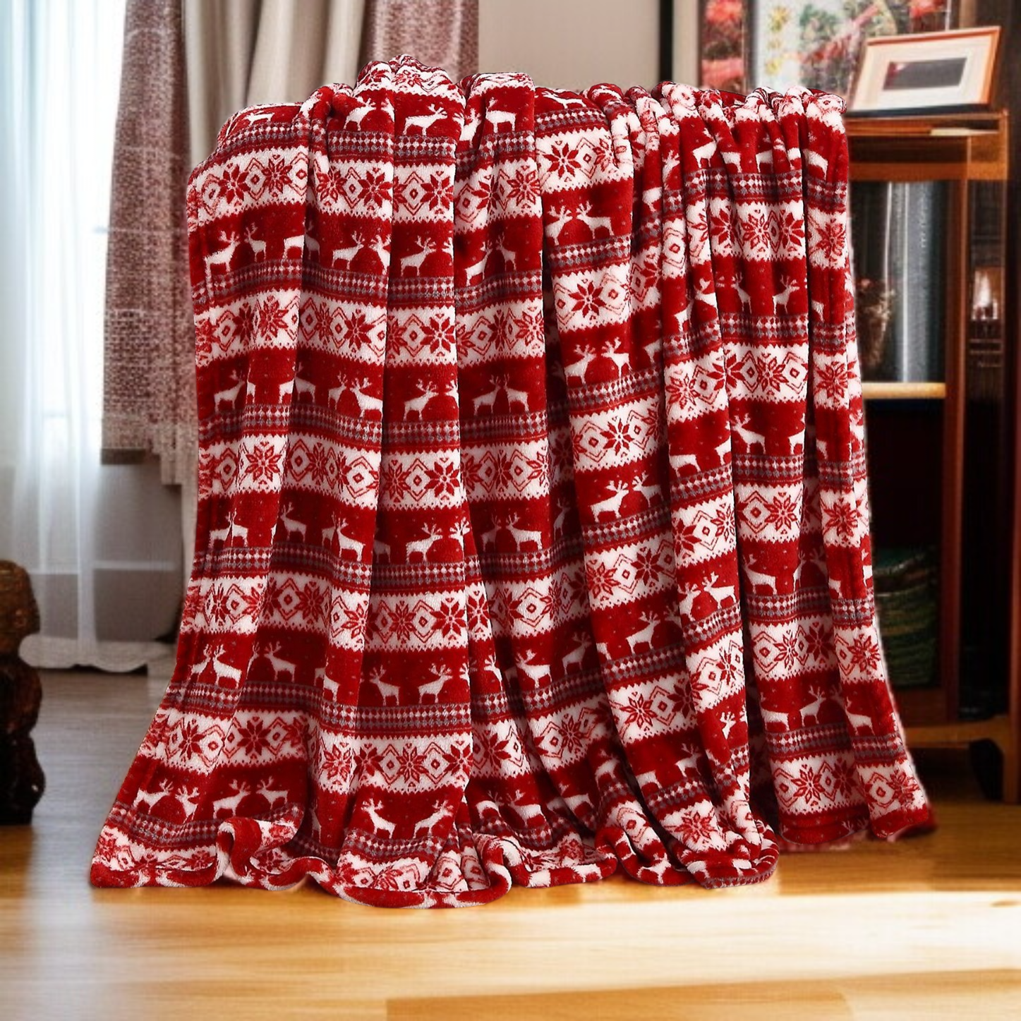 Sofa Flannel Cover Blanket Blanket Holiday Christmas Flannel Burgundy