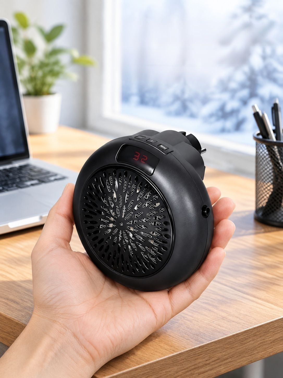 Mini-Heizung Home-Office-Schreibtisch kleine wandmontierte runde tragbare Elektroheizung mit doppelt