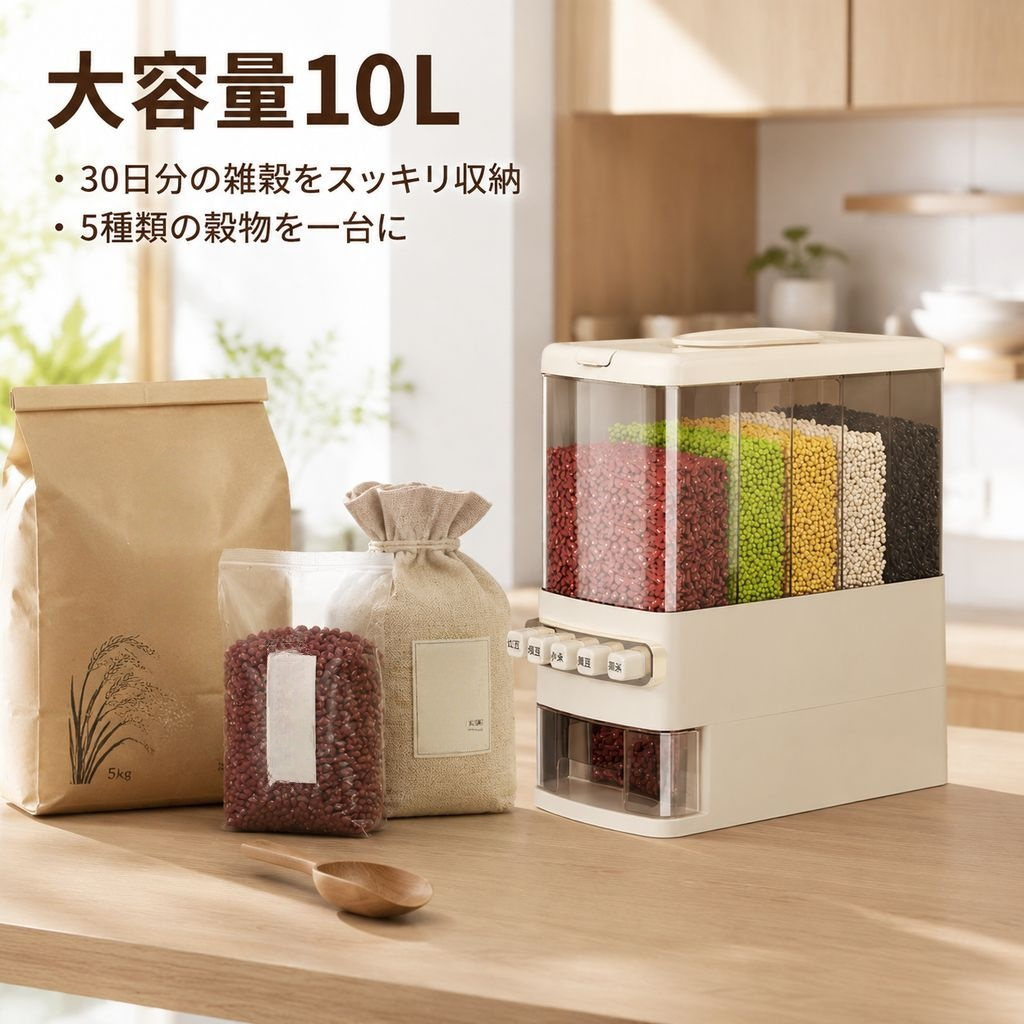 仕切り付き雑穀収納ボックス