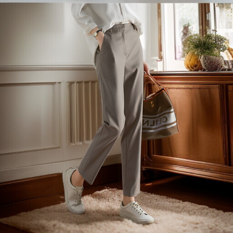 カレー パンツ スリム カジュアル ウィメンズ パンツ レディース スーツ パンツ ストレート シガレットパンツ