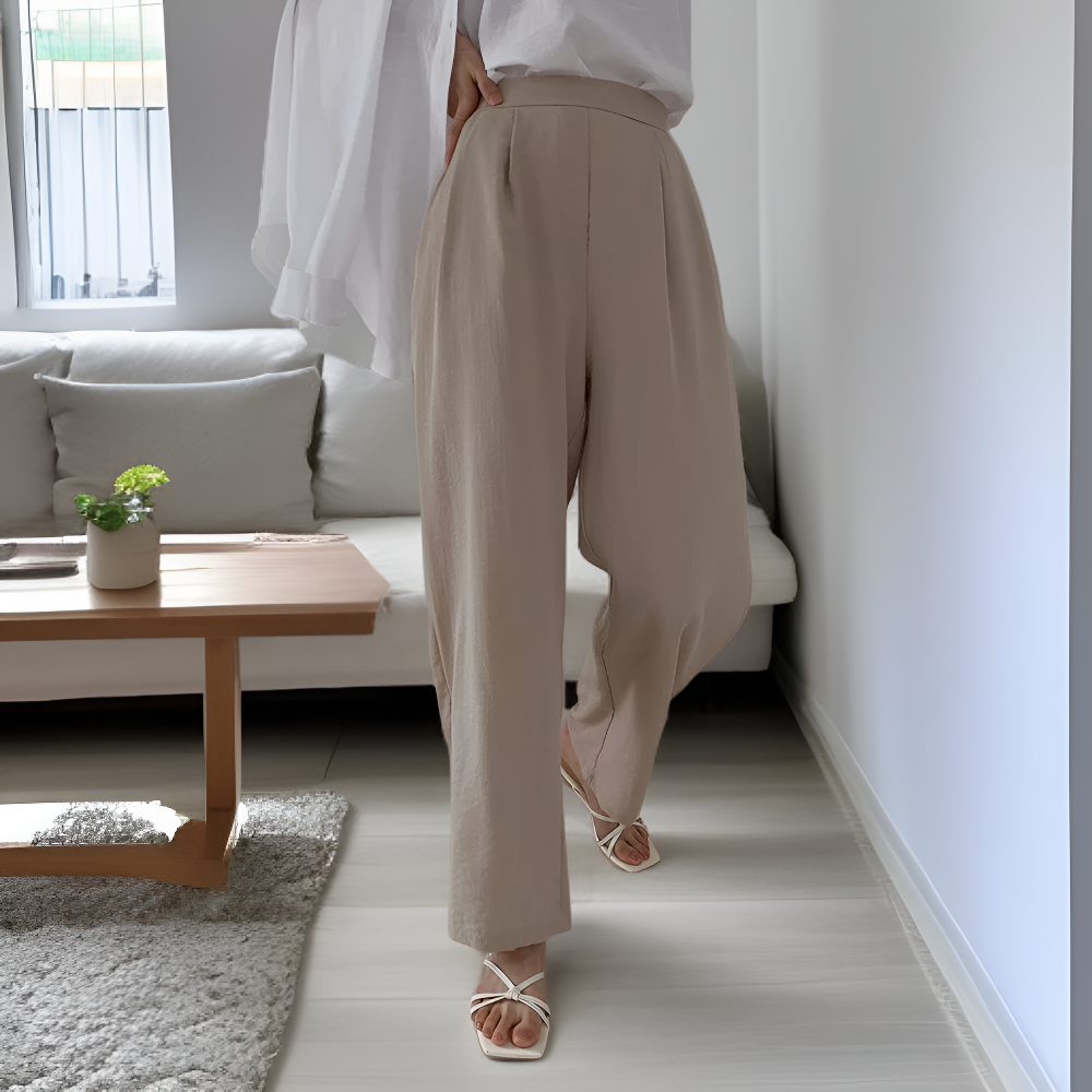 ゆったり軽やか夏の綿麻レディースパンツ、快適で自由