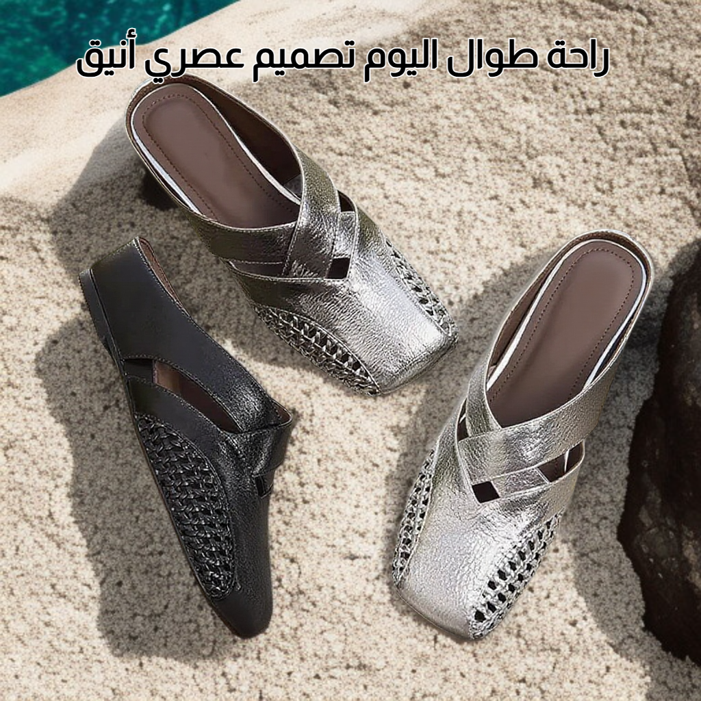 تصميم عصري لصندل نسائي مقدمة مربعة