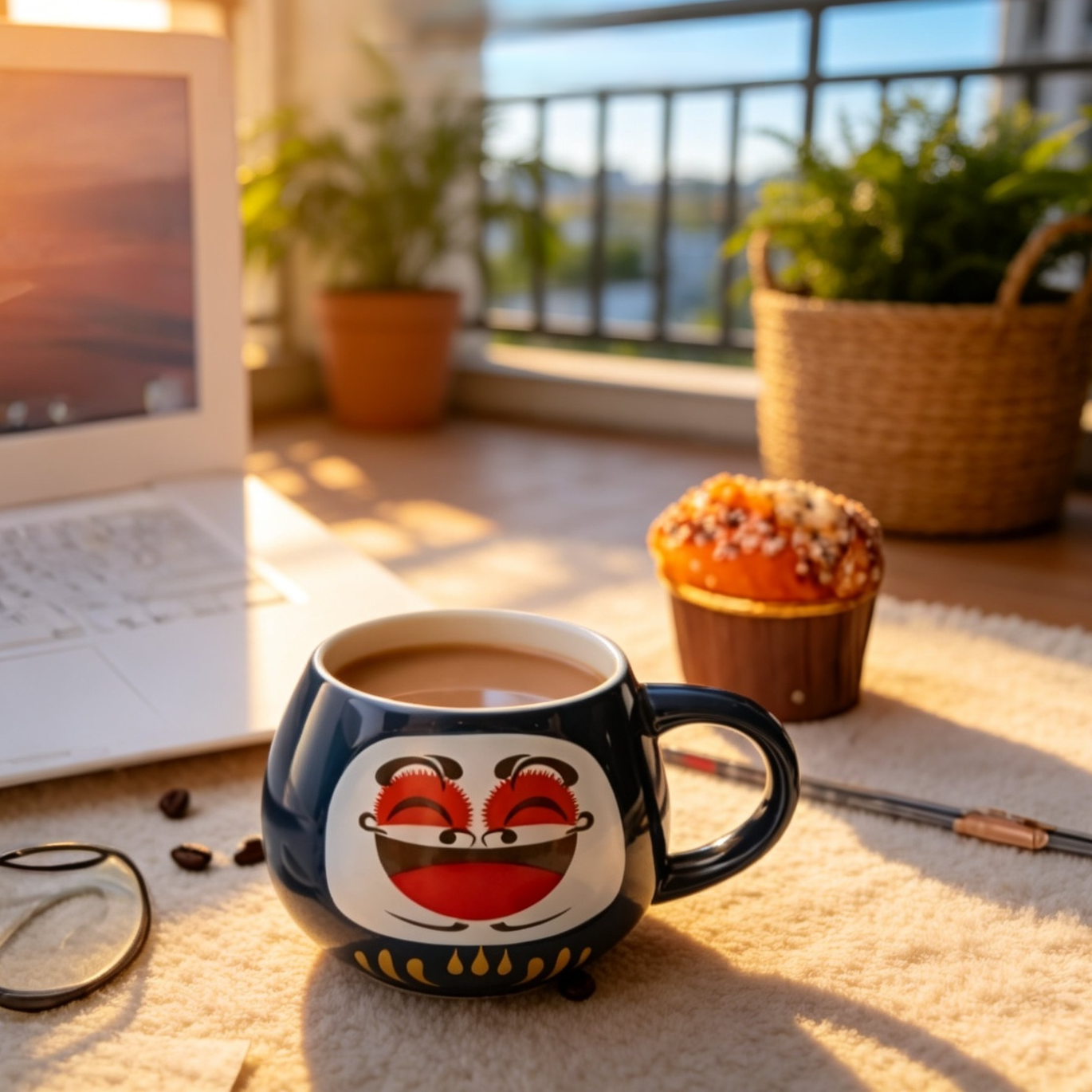 Face-painted ceramic mug