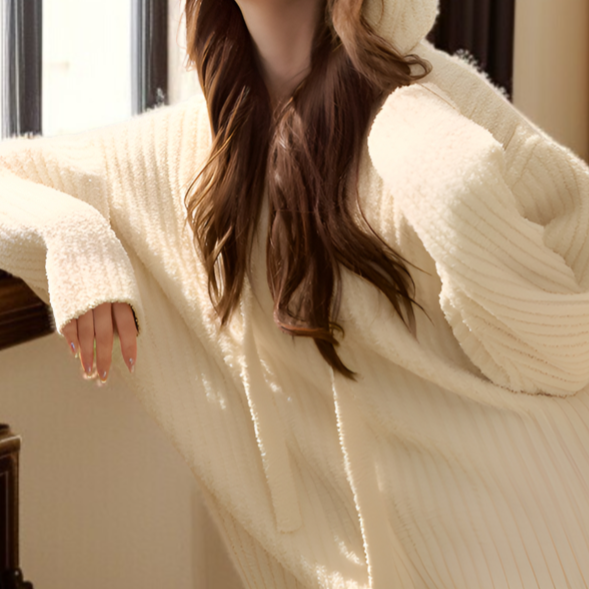 冬用もこもこパジャマセット レディース 厚手フード付き長袖 かわいい ゆったり 保温