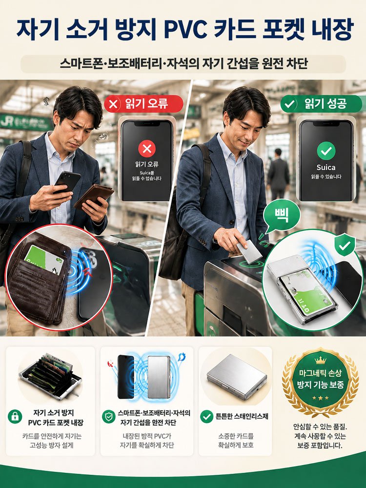 [경찰관 추천]스테인리스 도난 방지 자성 차단 카드 지갑
