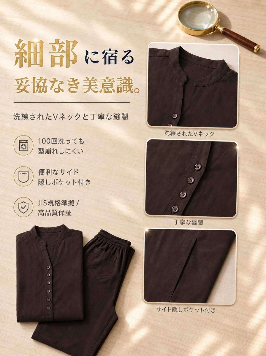 Monolly スキンケア・リネン上下セット | まるで呼吸する衣服