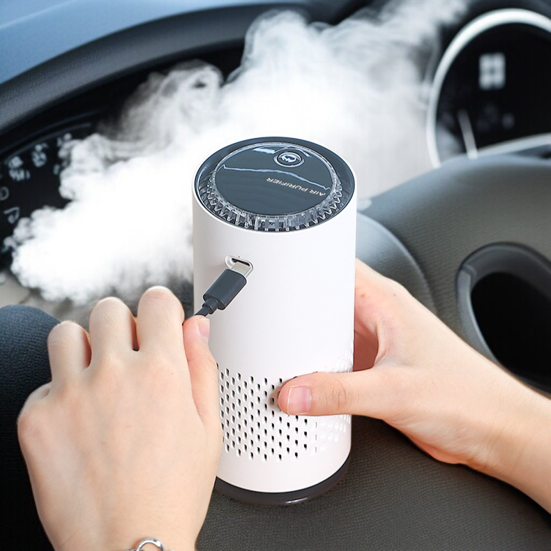 車の空気清浄機マイナスイオン煙と塵の除去小型ポータブルデスクトップ空気浄化