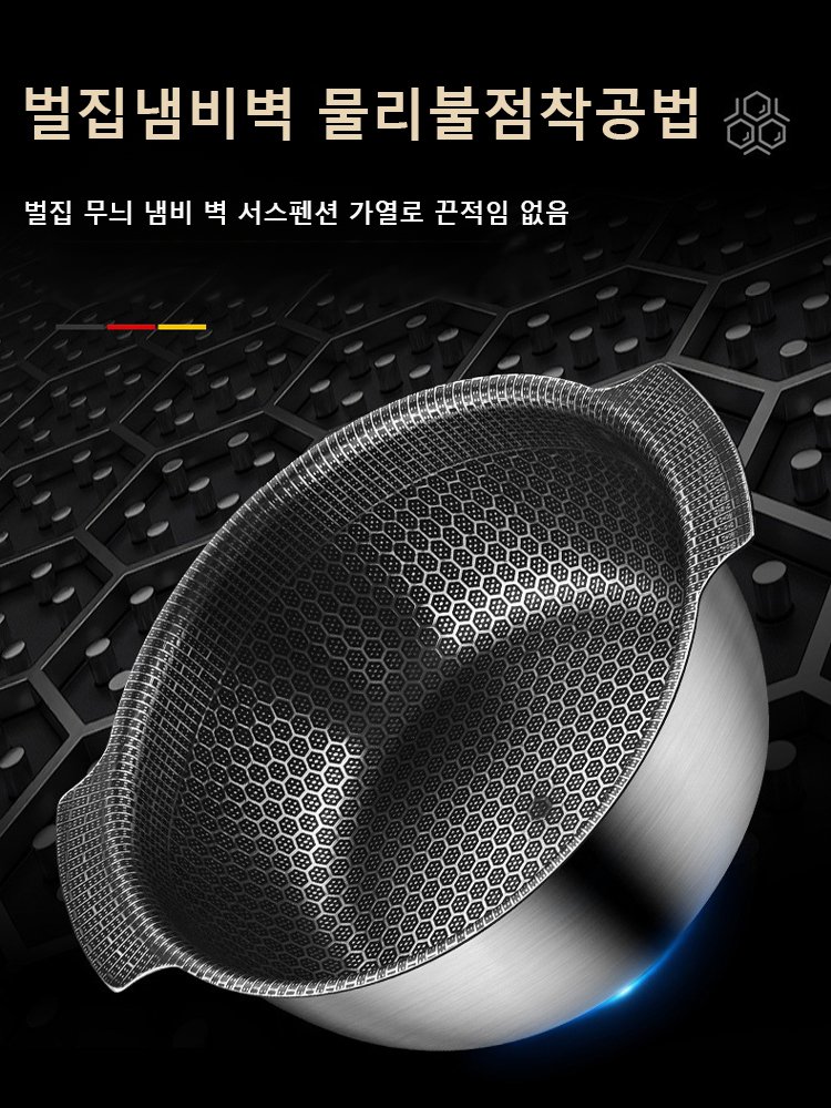 양쪽 귀가 달린 벌집 모양의 논스틱 팬