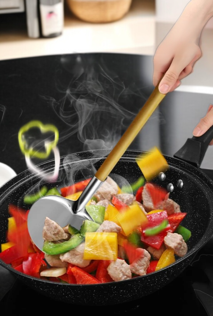 농가 토가 논스틱 냄비 나무 손잡이 둥근 주걱 모자 볶음 주걱 냄비 나무 손잡이 둥근 주걱